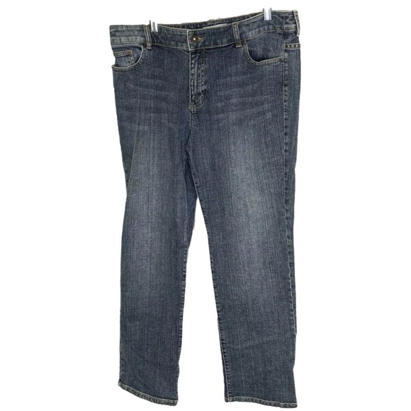 Chico's Platinum Womens Jeans Denim Medium Wash Straight Leg Cotton Sz 2.5 Short - Picture 1 of 11